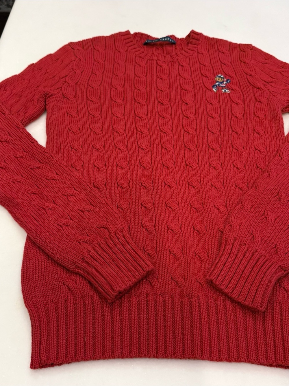 Ralph Lauren Women’s Polo Bear Cable Knit Sweater Red Sz S NWOT - Picture 12 of 15